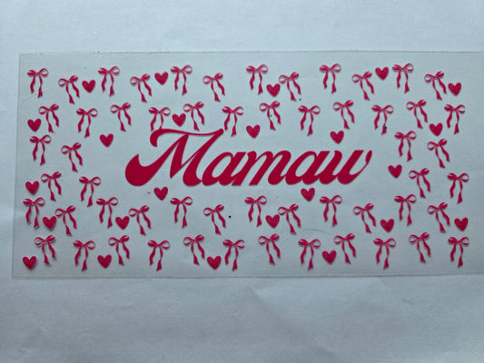 Mama pink bows and hearts cup wrap
