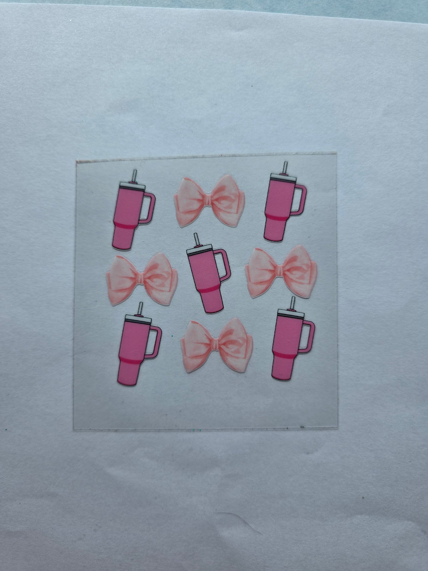 Pink Tumbler with handle and bows Decal