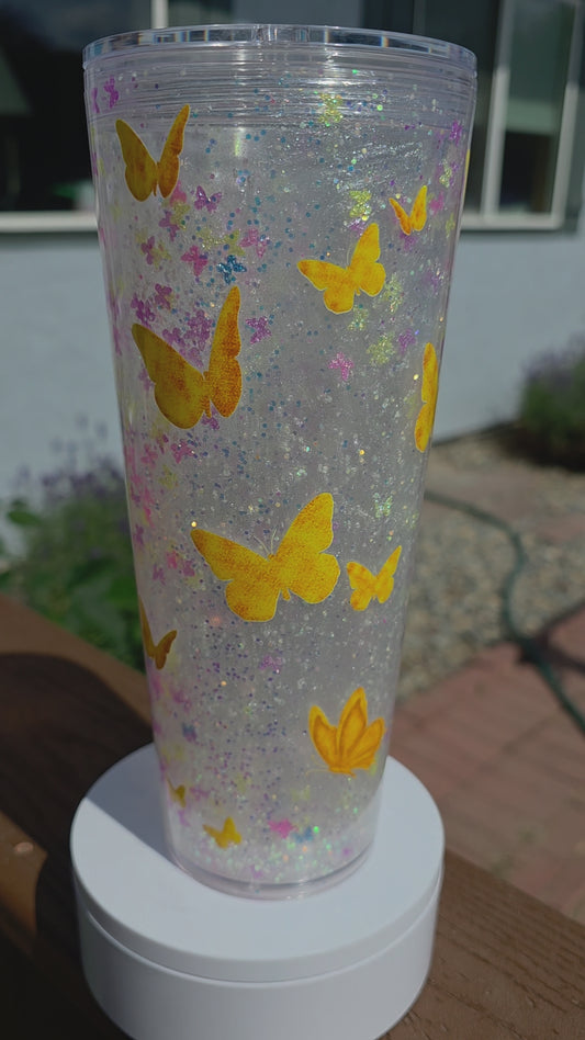 Butterfly shimmer 24 oz tumbler