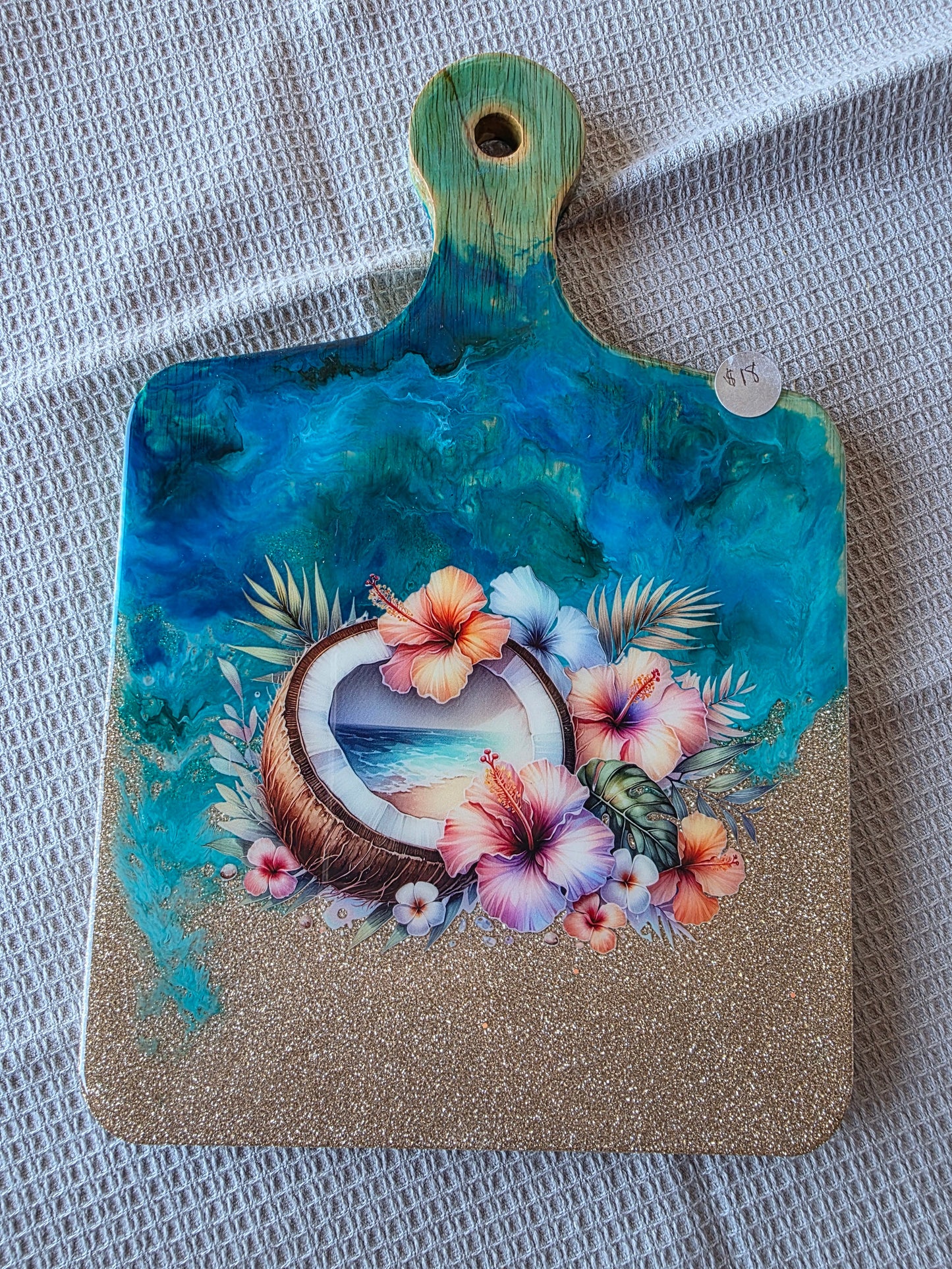 Coconut floral decorative cutting board