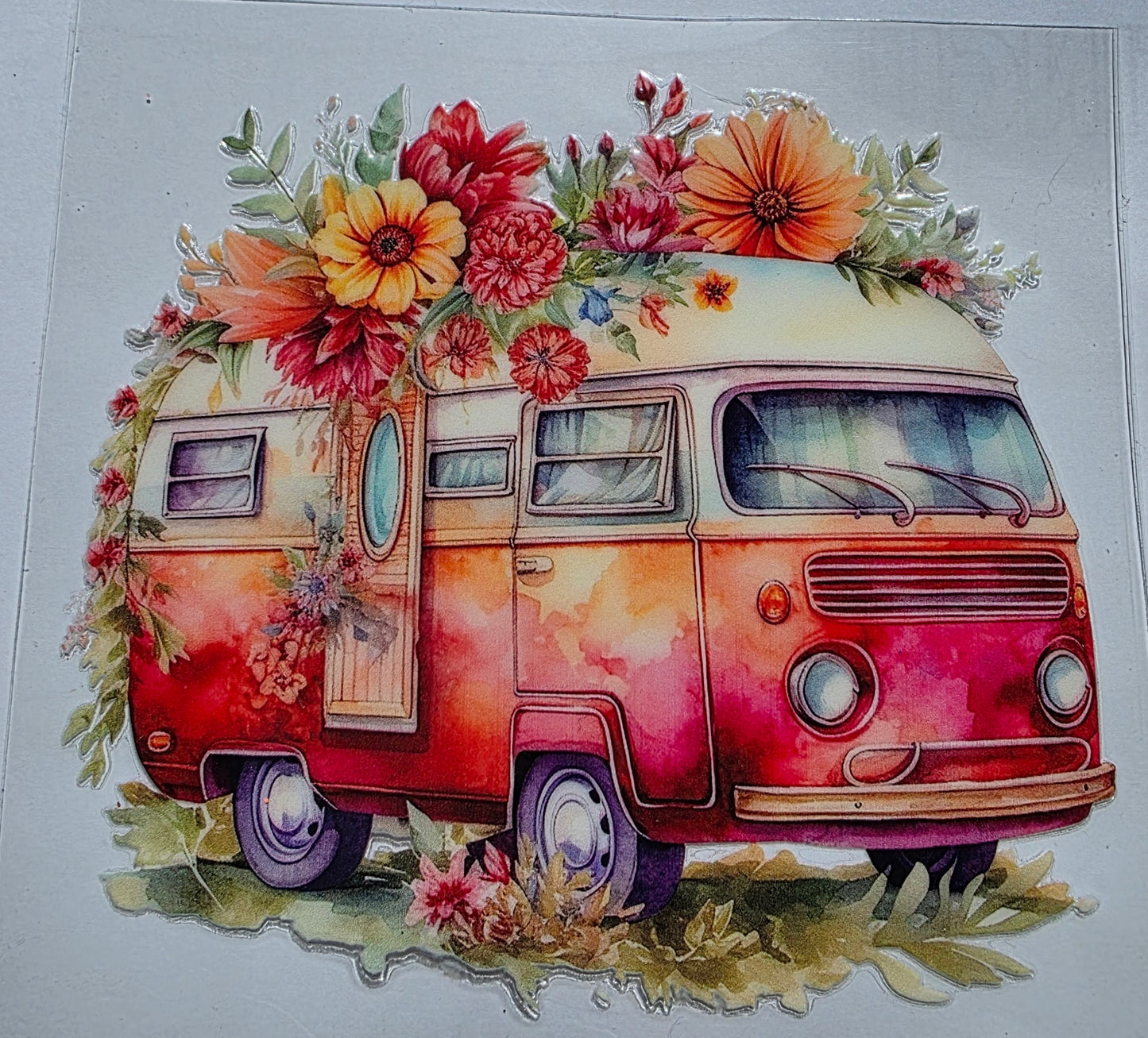 Floral old wagon van