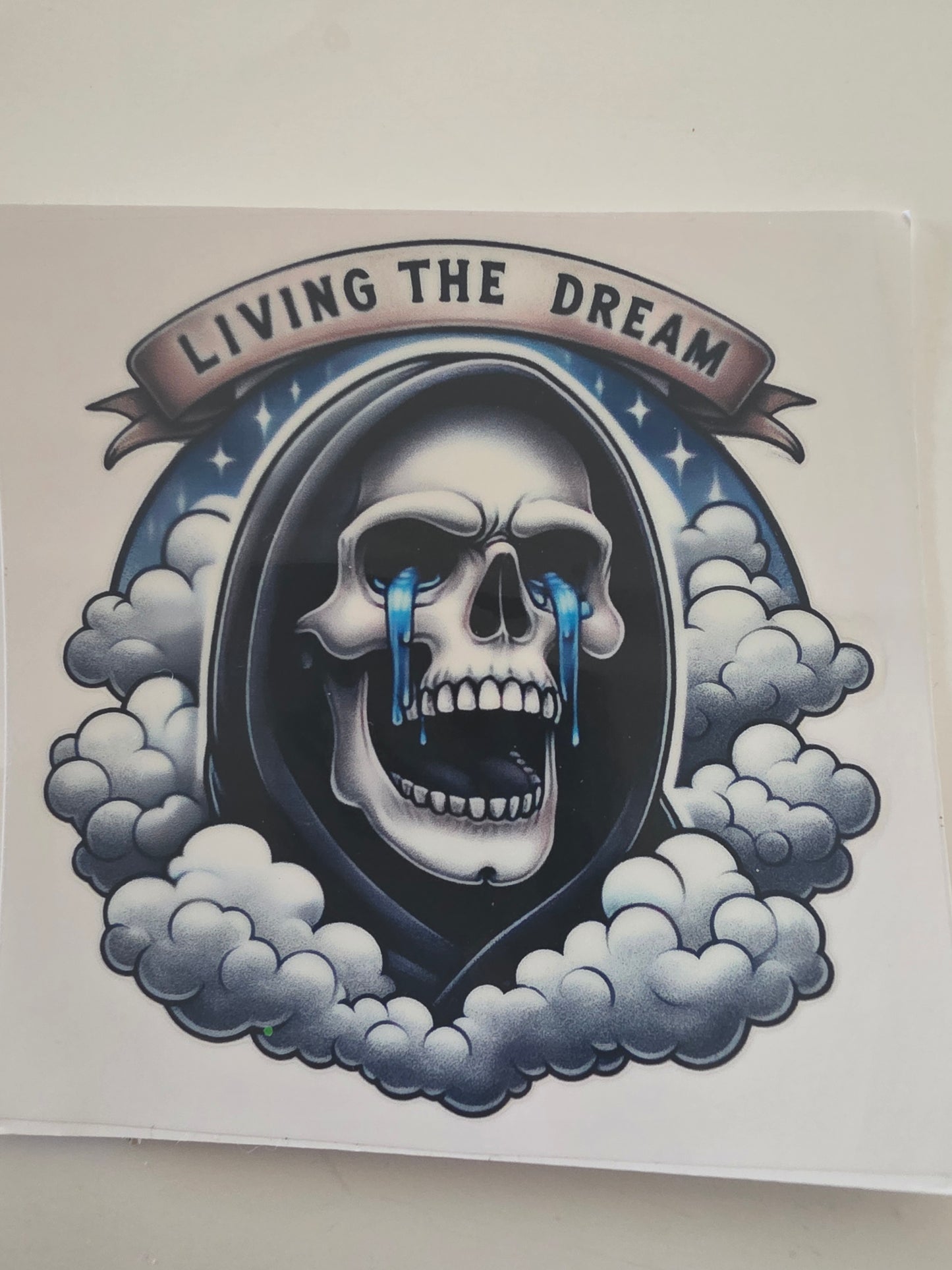 Living the dream skeleton decal
